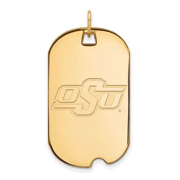 10k Yellow Gold Oklahoma State Large Dog Tag Pendant